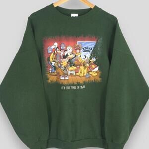 Mickey Mouse Printed Sweatshirt Walt Dsney Sweater Mickey Green